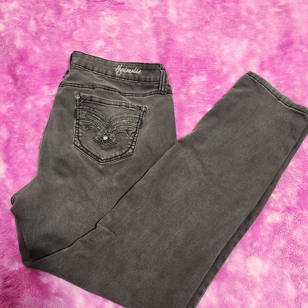 Hydraulic Juniors Jeans Size 12 Mid Rise‎ Skinny Dark Wash Stretch Denim